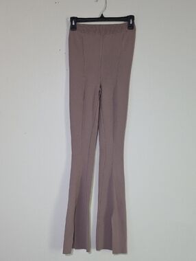 Ribbed Flare Knit Pants - Mocha